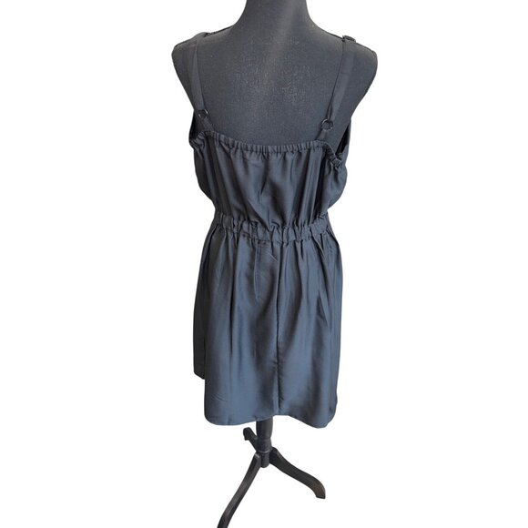 NWT Blush Black Button-Front Sleeveless Dress Bib Overall Drawstring Plus Sz 1X - Picture 3 of 9